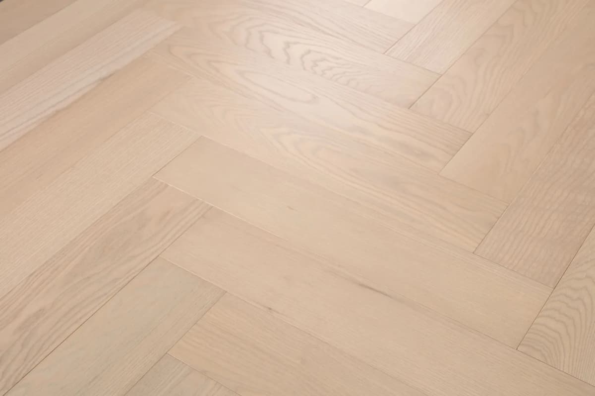 Overhead view of Metro herringbone flooring showing square plank ends set at right angles