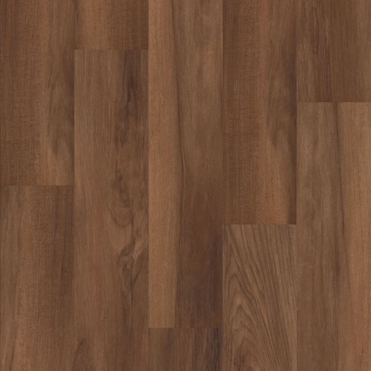 Close-up of Amber Oak luxury vinyl plank flooring showing warm brown wood grain texture