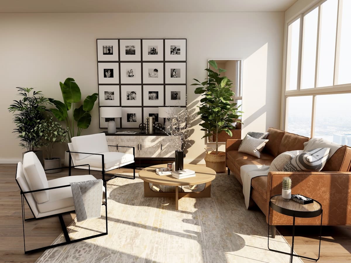 Shaw Floors luxury vinyl plank installed in a bright modern living room